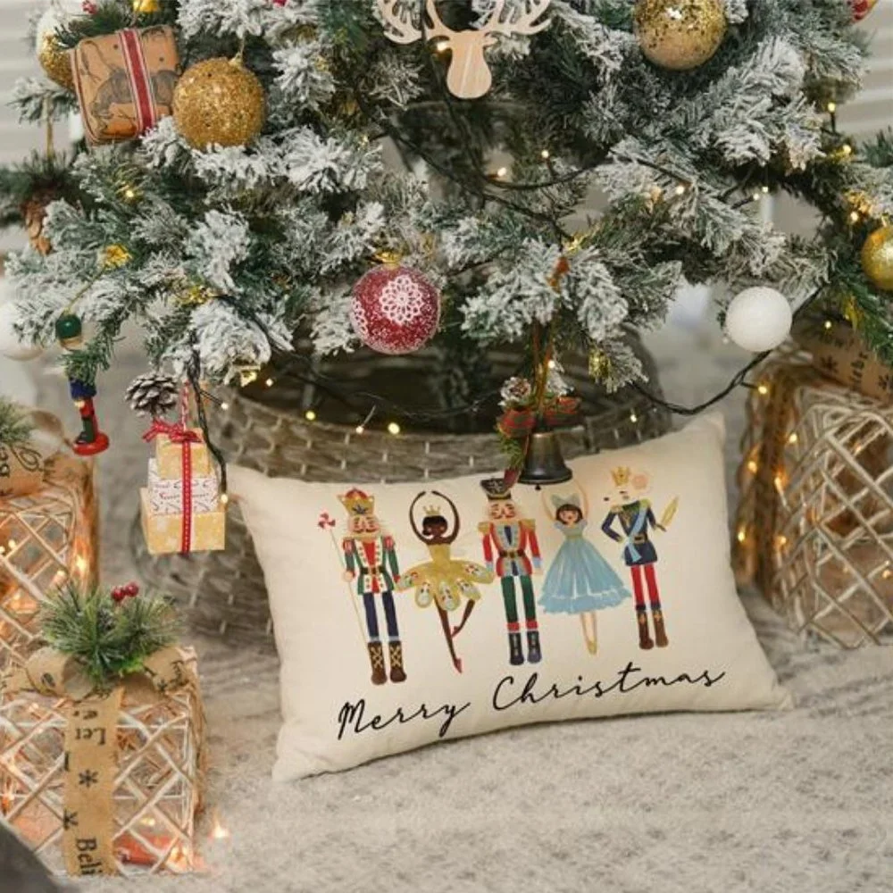 Nutcracker Pillow Cover Decorative Case Accent Xmas Holiday Home Christmas Decor